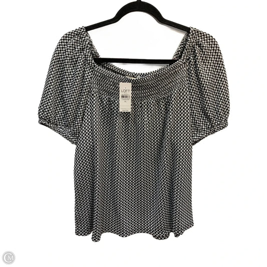 Top Short Sleeve By Loft In Black & White, Size: Xl