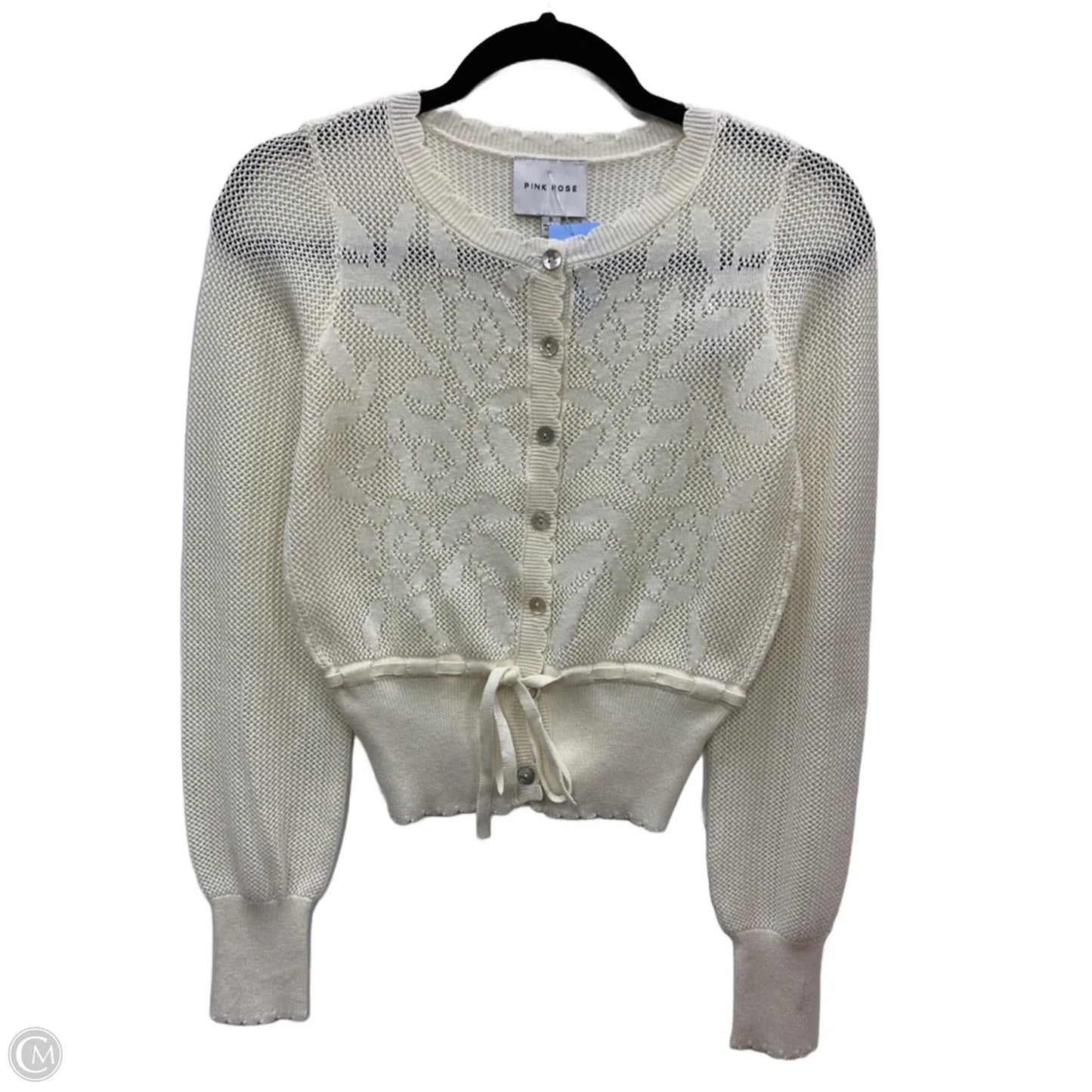 Sweater Cardigan By Pink Rose In Cream, Size: S