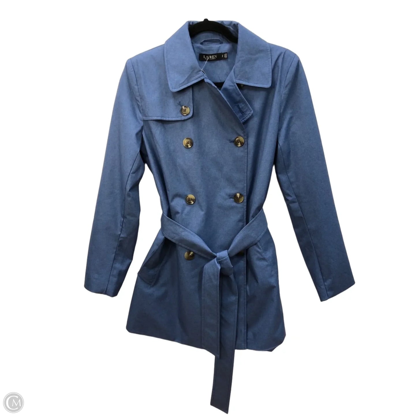 Coat Trench Coat By Lauren By Ralph Lauren In Blue, Size: S