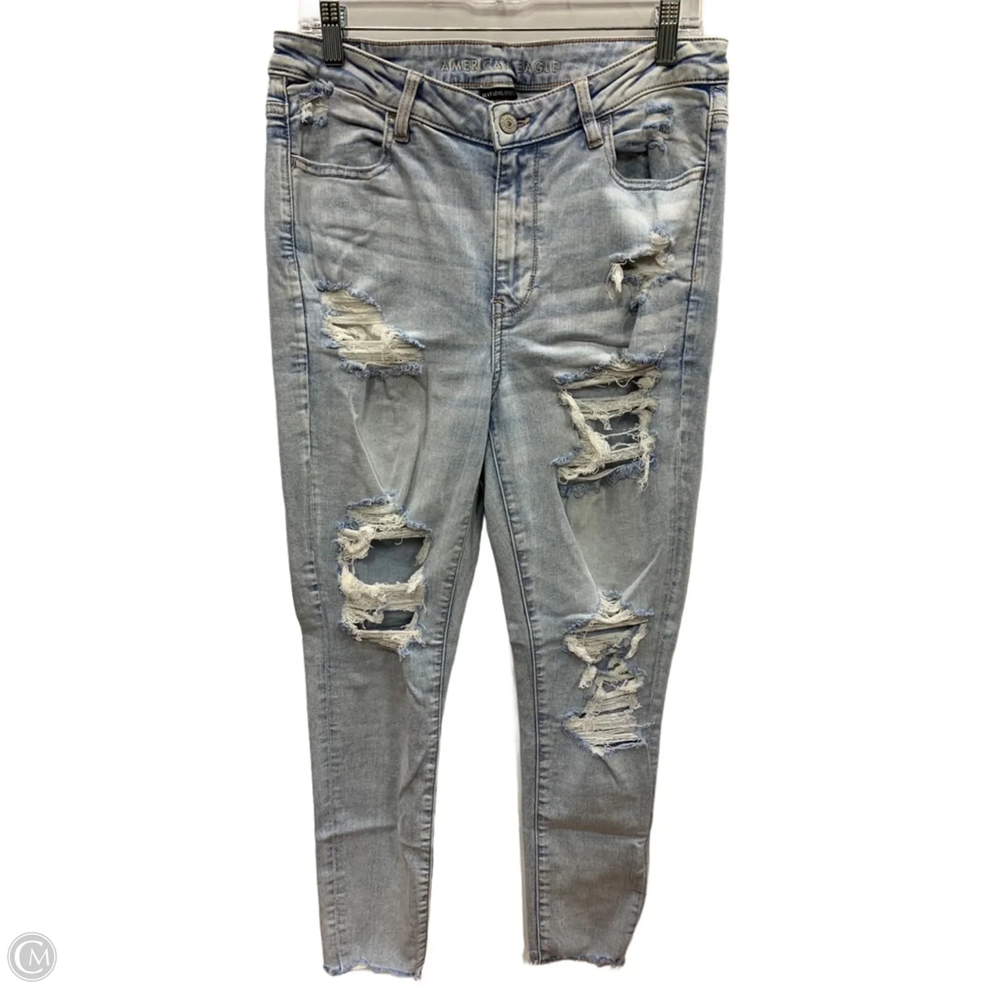 Jeans Skinny By American Eagle In Blue Denim, Size: 14