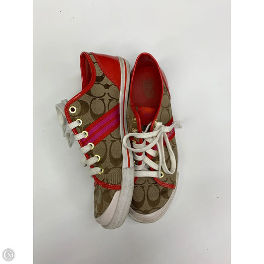 Shoes Designer By Coach In Brown & Red, Size: 8