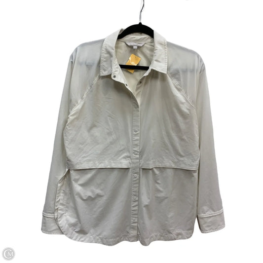 Athletic Top Long Sleeve Collar By Athleta In White, Size: M