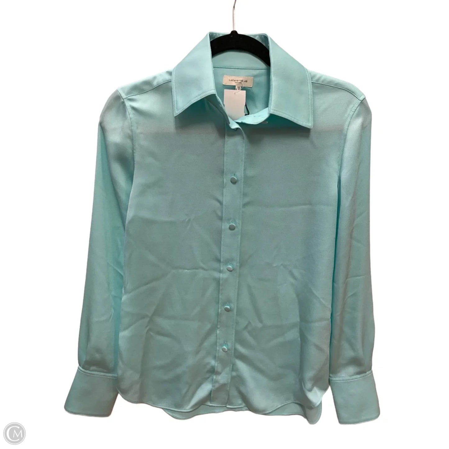 Top Long Sleeve Designer By Lafayette 148 In Blue, Size: S