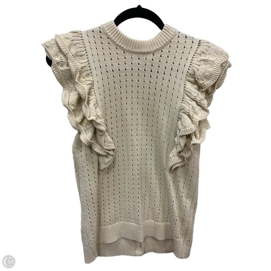 Sweater Short Sleeve By Who What Wear In Cream, Size: S