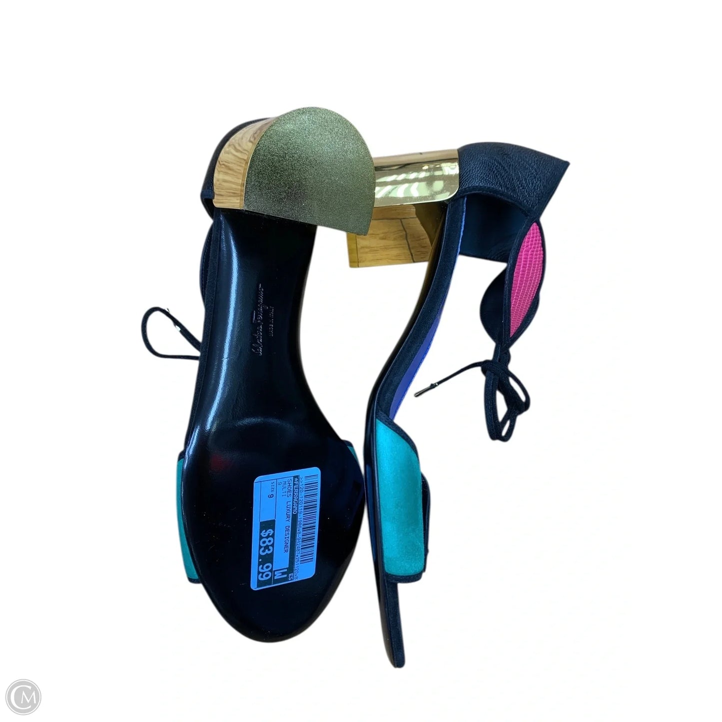 Shoes Luxury Designer By Ferragamo In Multi-colored, Size: 9