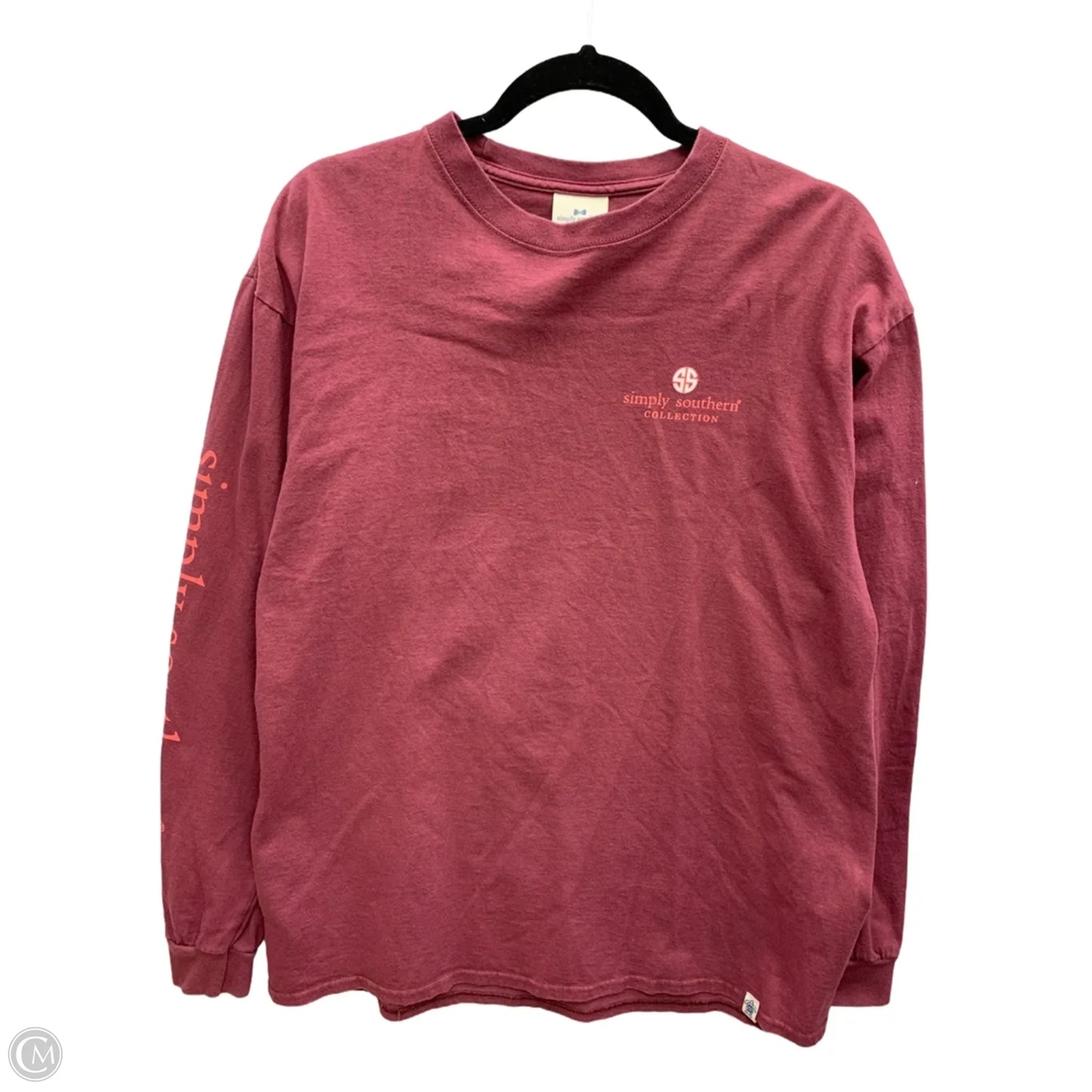 Top Long Sleeve By Simply Southern In Maroon, Size: L
