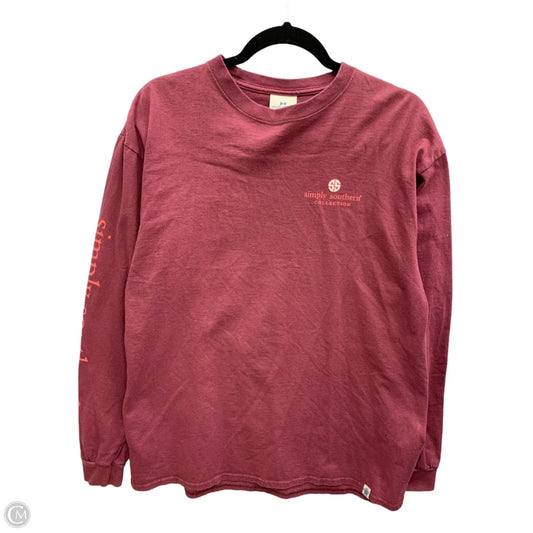 Top Long Sleeve By Simply Southern In Maroon, Size: L