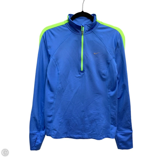 Athletic Top Long Sleeve Collar By Nike In Blue, Size: S