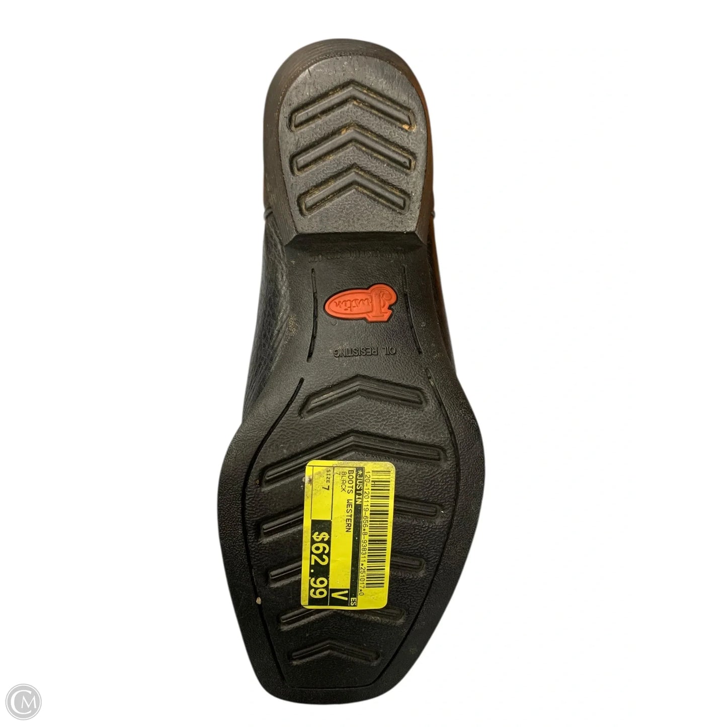 Boots Western By Justin In Black, Size: 7