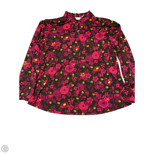 Blouse Long Sleeve By Susan Graver In Black & Pink, Size: L