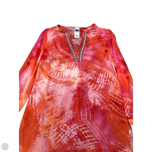 Top Long Sleeve By Chicos In Orange & Pink, Size: S