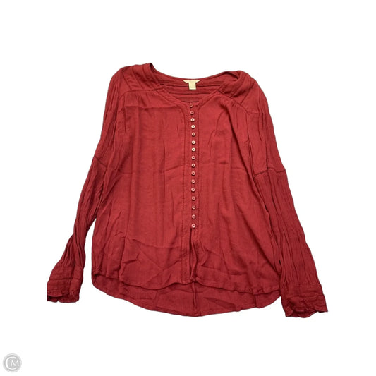 Top Long Sleeve By Bass In Red, Size: L