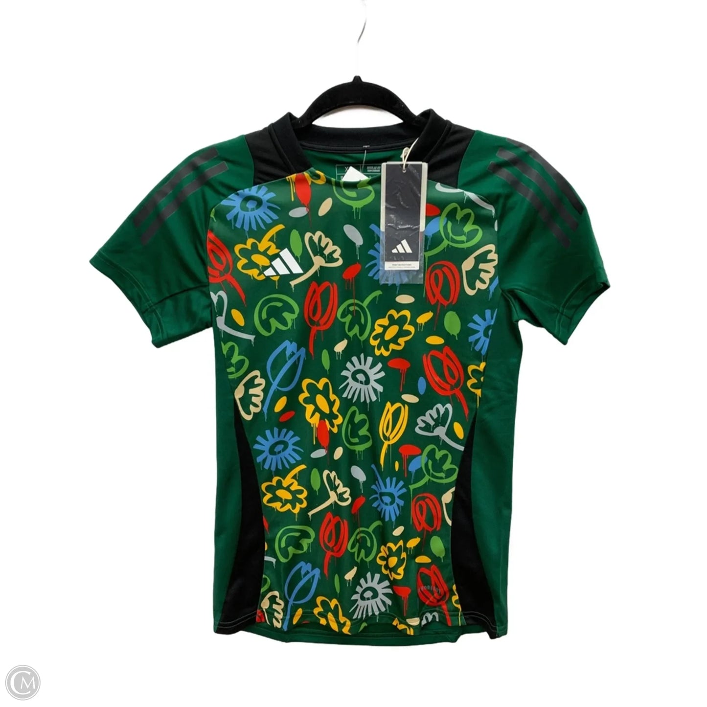 Athletic Top Short Sleeve By Adidas In Green, Size: Xs