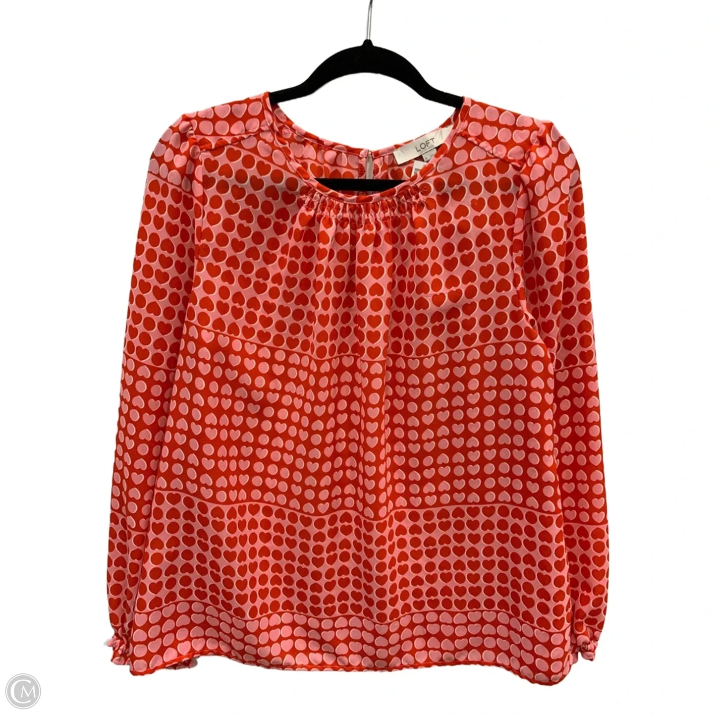 Blouse Long Sleeve By Loft In Red & Silver, Size: M