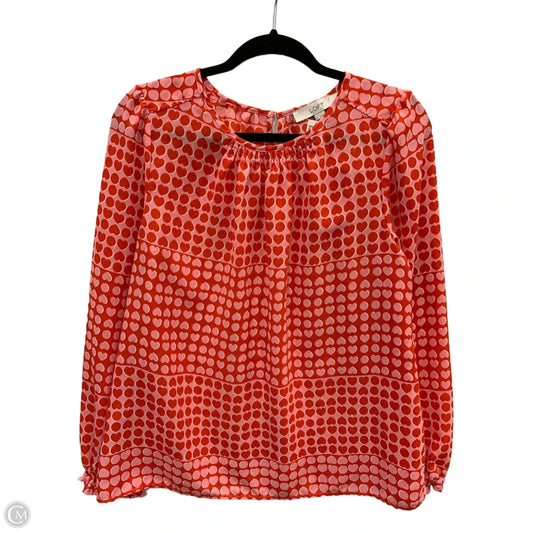 Blouse Long Sleeve By Loft In Red & Silver, Size: M