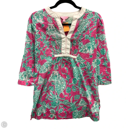 Blouse Designer By Lilly Pulitzer In Blue & Pink, Size: Xs