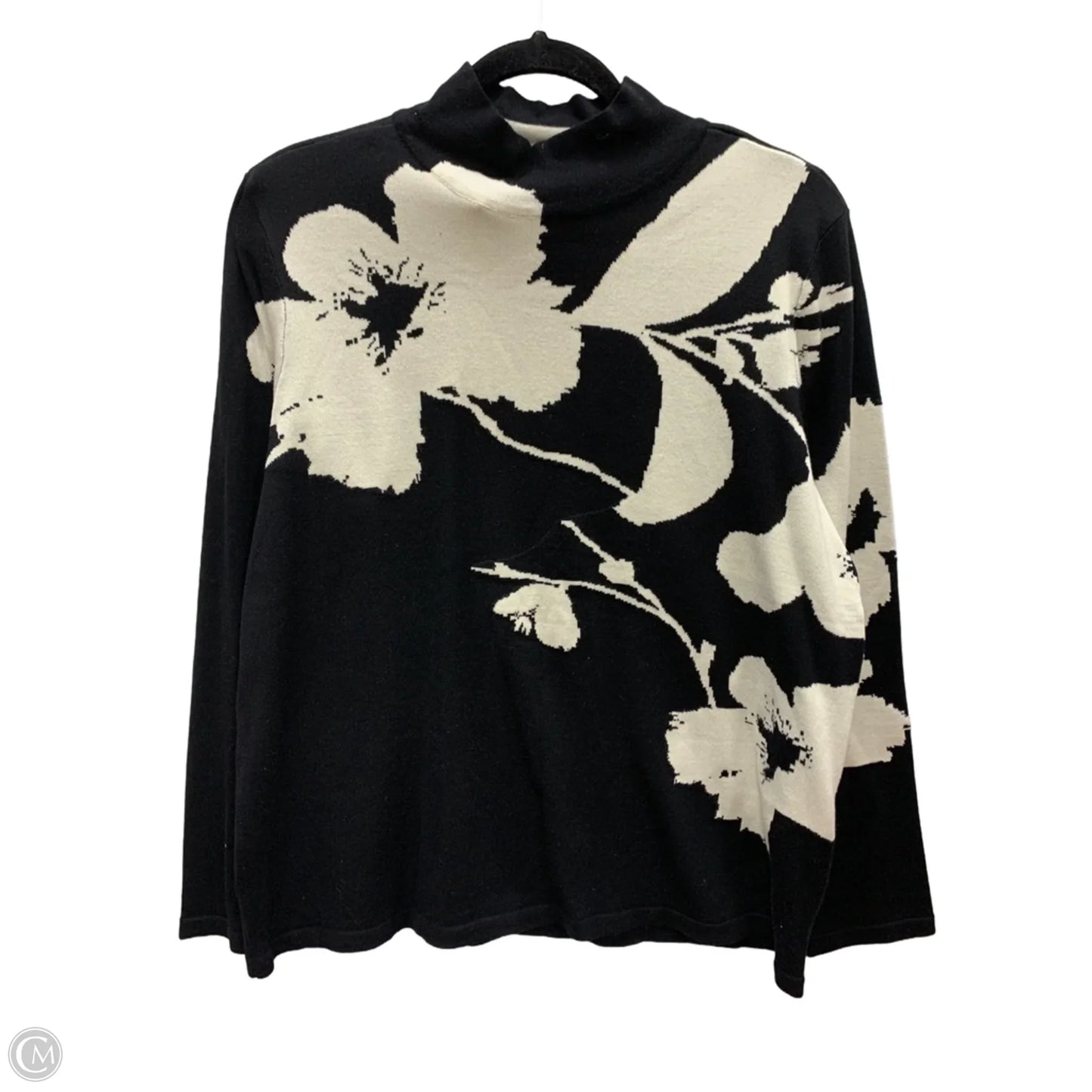 Sweater By Chicos In Black & White, Size: 12
