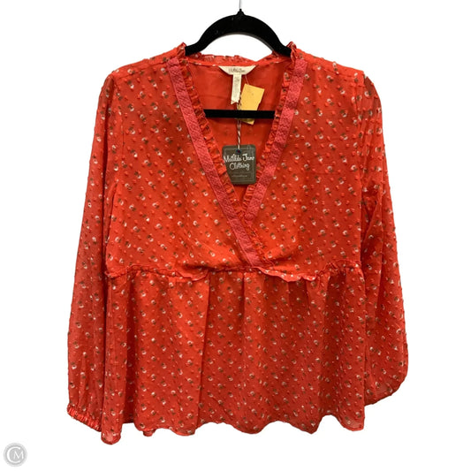 Blouse Long Sleeve By Matilda Jane In Red, Size: M