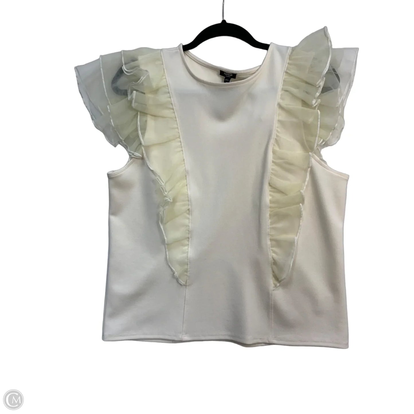 Top Short Sleeve By Express In Cream, Size: M