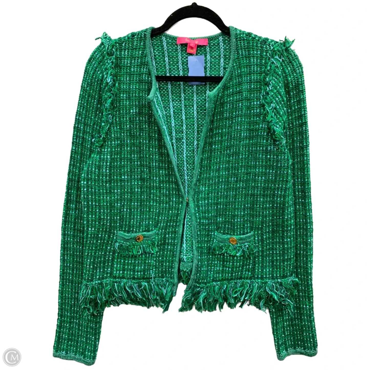 Sweater Cardigan Designer By Lilly Pulitzer In Green, Size: L