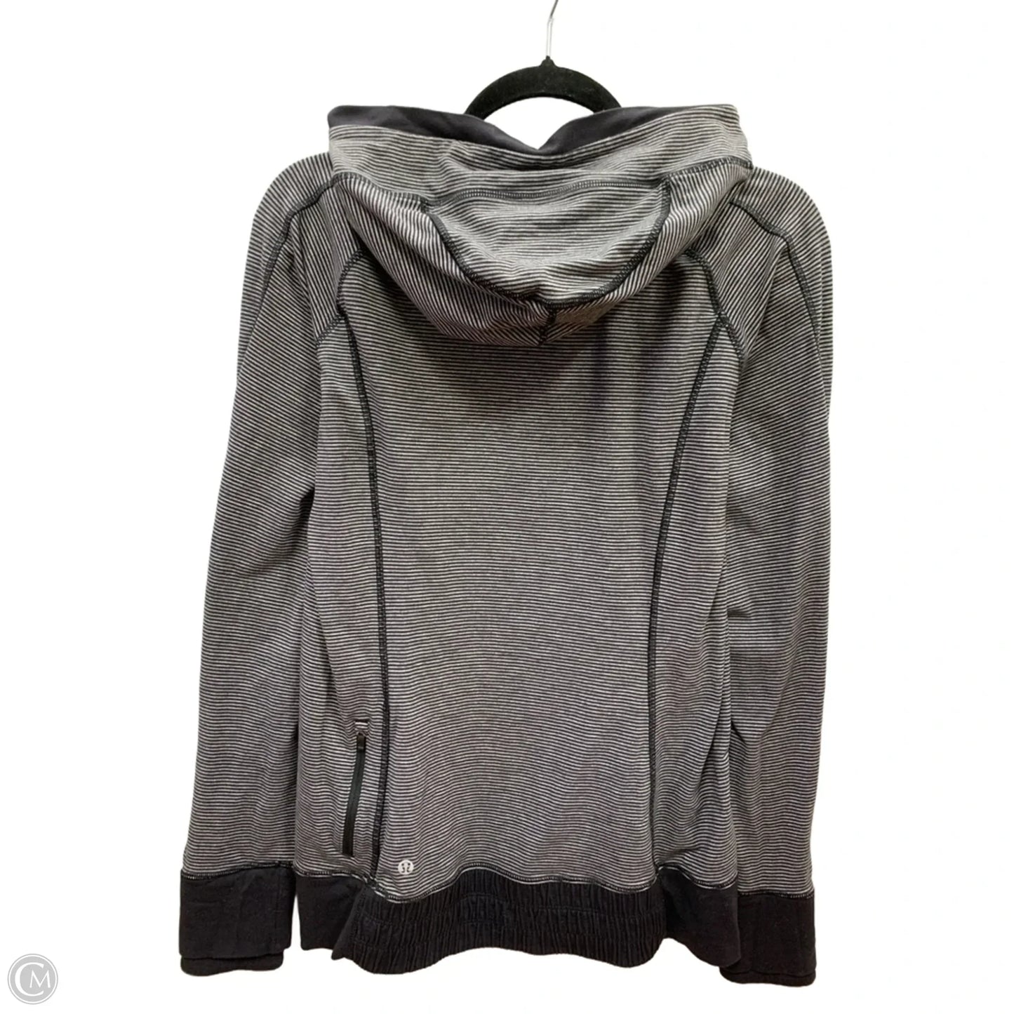 Athletic Sweatshirt Hoodie By Lululemon In Black & Grey, Size: 10