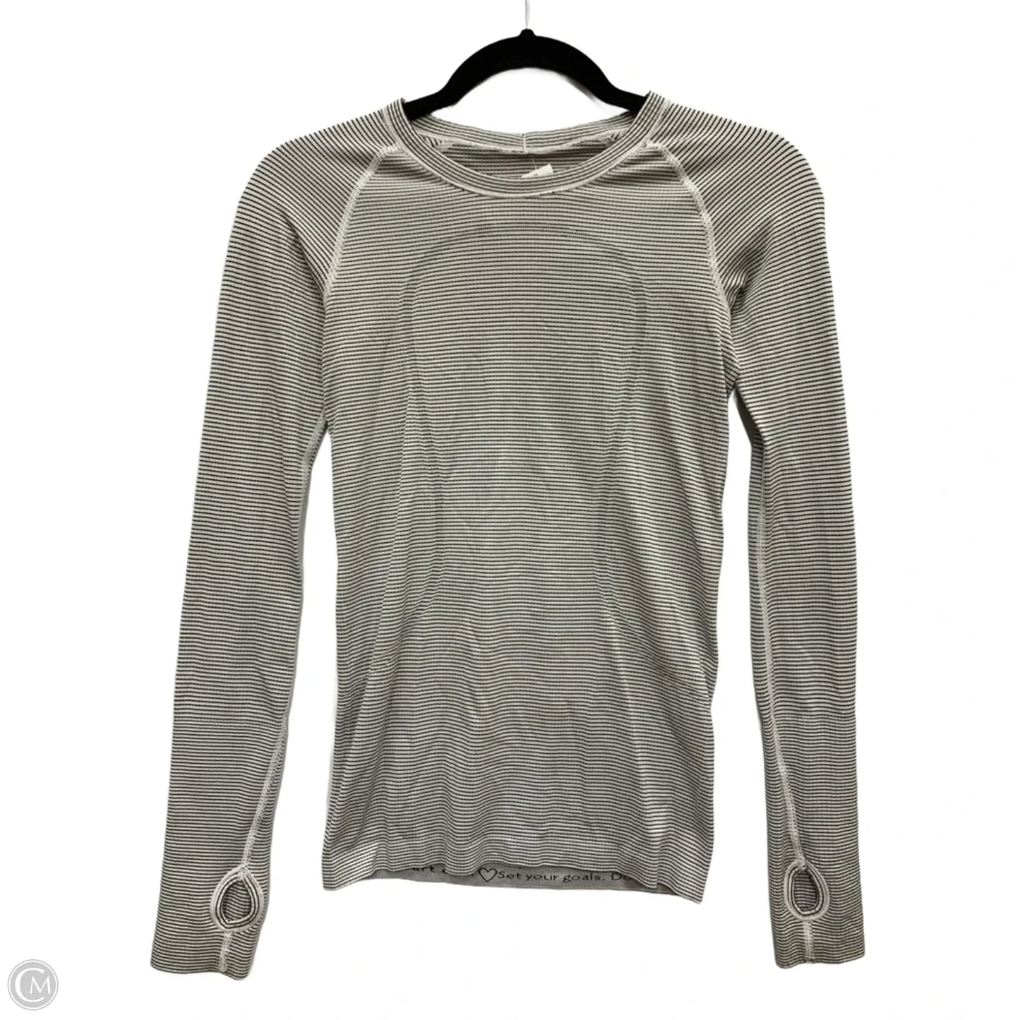 Athletic Top Long Sleeve Crewneck By Lululemon In Black & White, Size: S