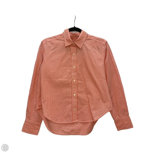 Top Long Sleeve By Free Assembly In Orange & White, Size: Xs