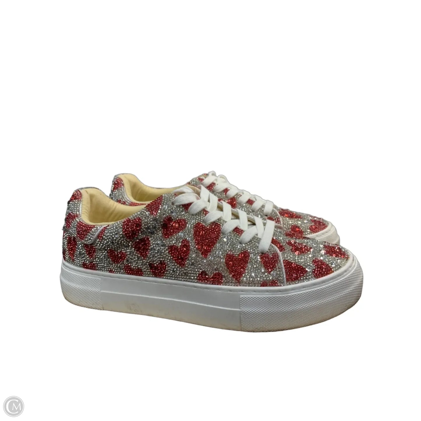 Shoes Sneakers By Betsey Johnson In Red & Silver, Size: 8.5