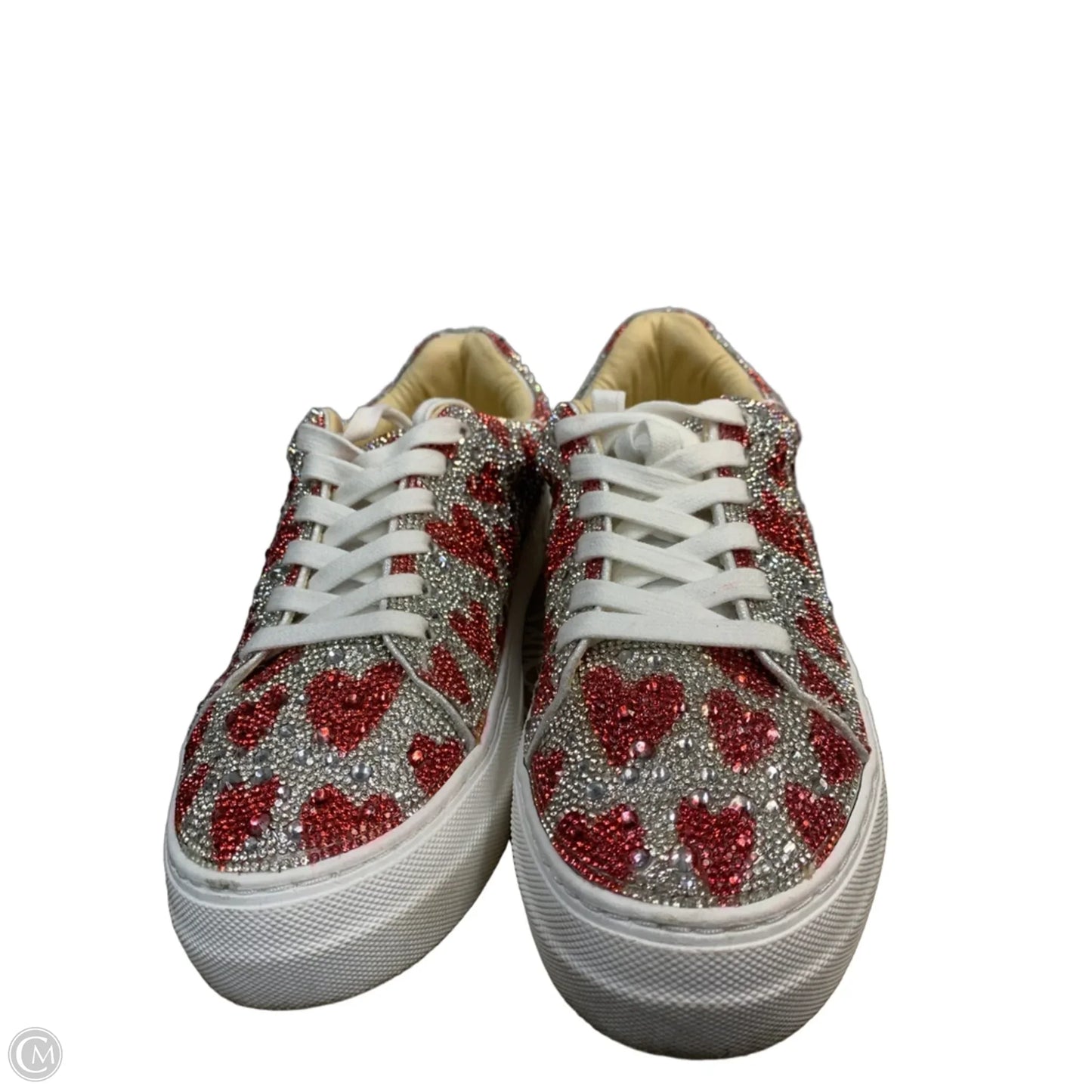 Shoes Sneakers By Betsey Johnson In Red & Silver, Size: 8.5