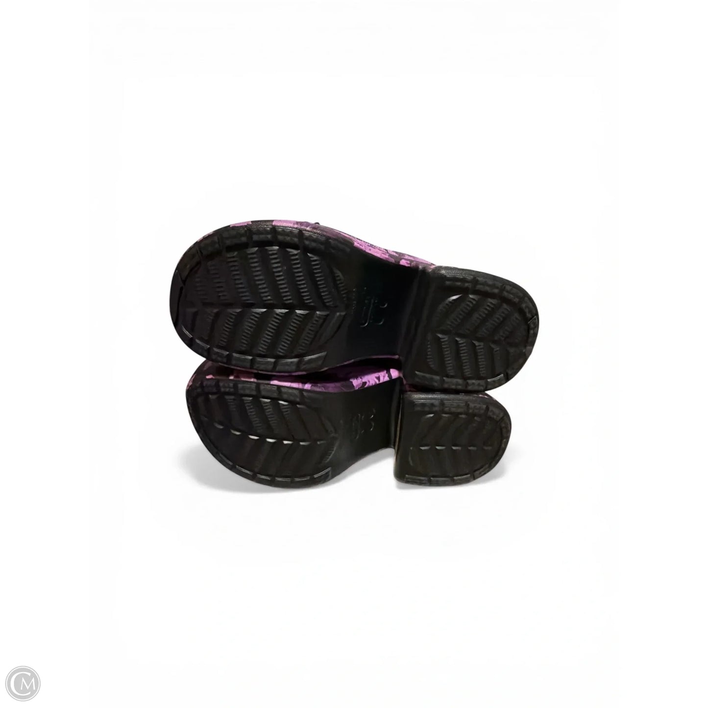 Sandals Heels Platform By Crocs In Black & Purple, Size: 9
