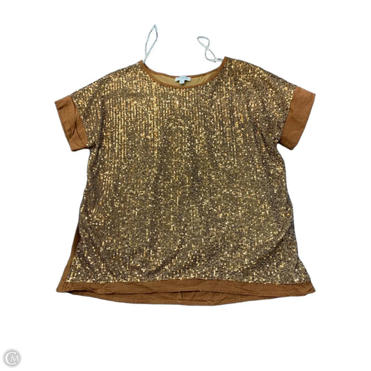 Top Short Sleeve By Umgee In Brown & Gold, Size: M