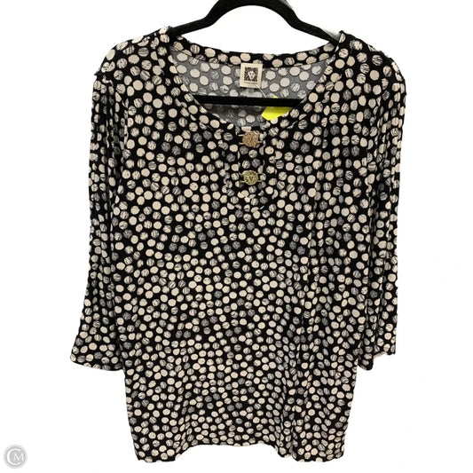 Top Long Sleeve By Anne Klein In Black & Tan, Size: 1x