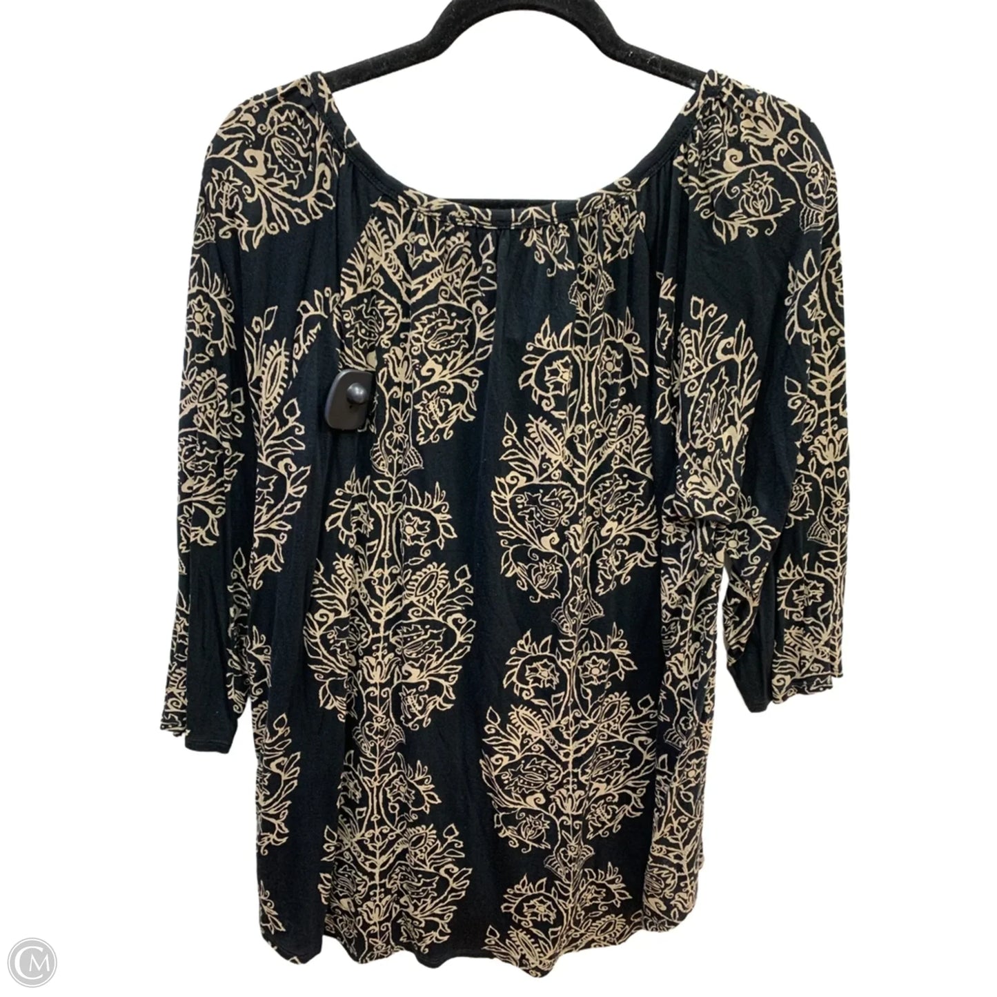 Top Short Sleeve By Lucky Brand In Black & Tan, Size: 1x