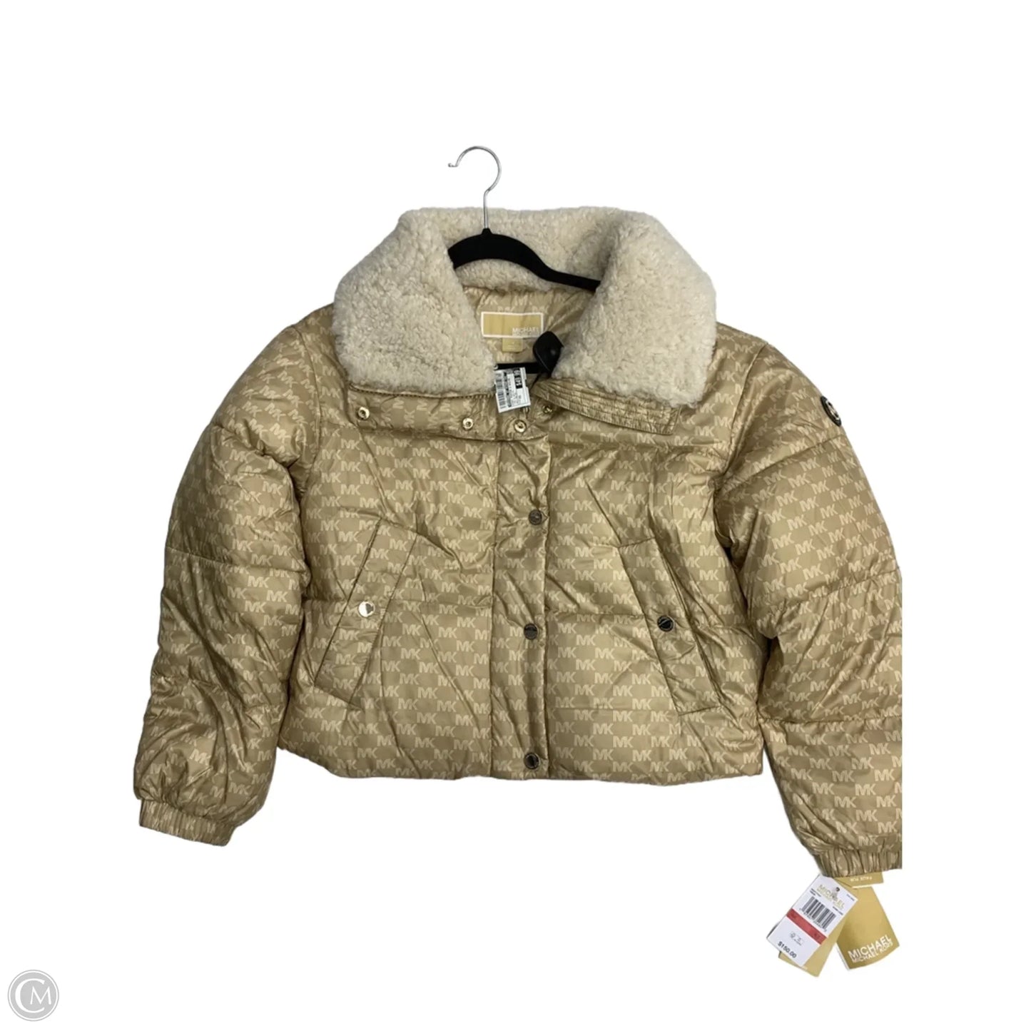 Coat Puffer & Quilted By Michael By Michael Kors In Tan & White, Size: Xs