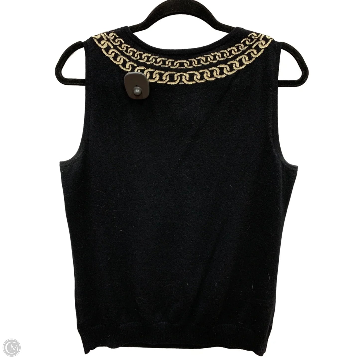 Sweater Short Sleeve By St. John In Black & Gold, Size: M