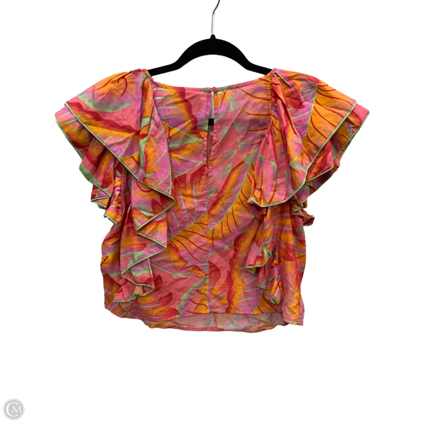 Top Short Sleeve By Farm Rio In Orange & Pink, Size: M