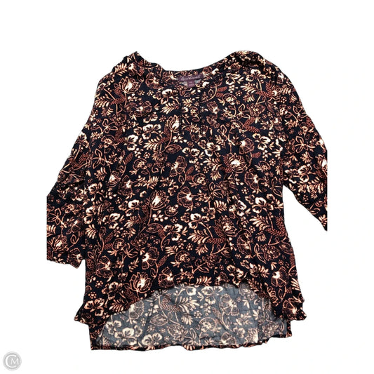 Blouse 3/4 Sleeve By Gloria Vanderbilt In Navy, Size: Xxl
