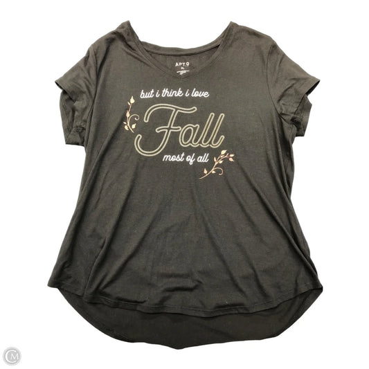 Top Short Sleeve By Apt 9 In Black, Size: Xl