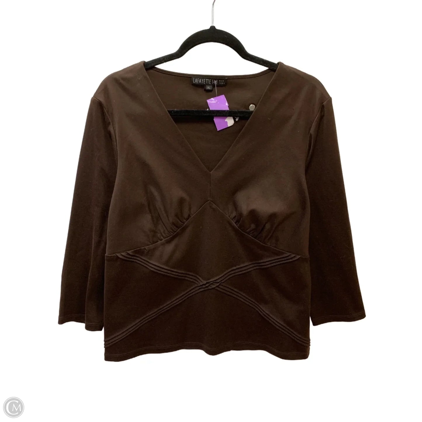 Top Long Sleeve Designer By Lafayette 148 In Brown, Size: Xl