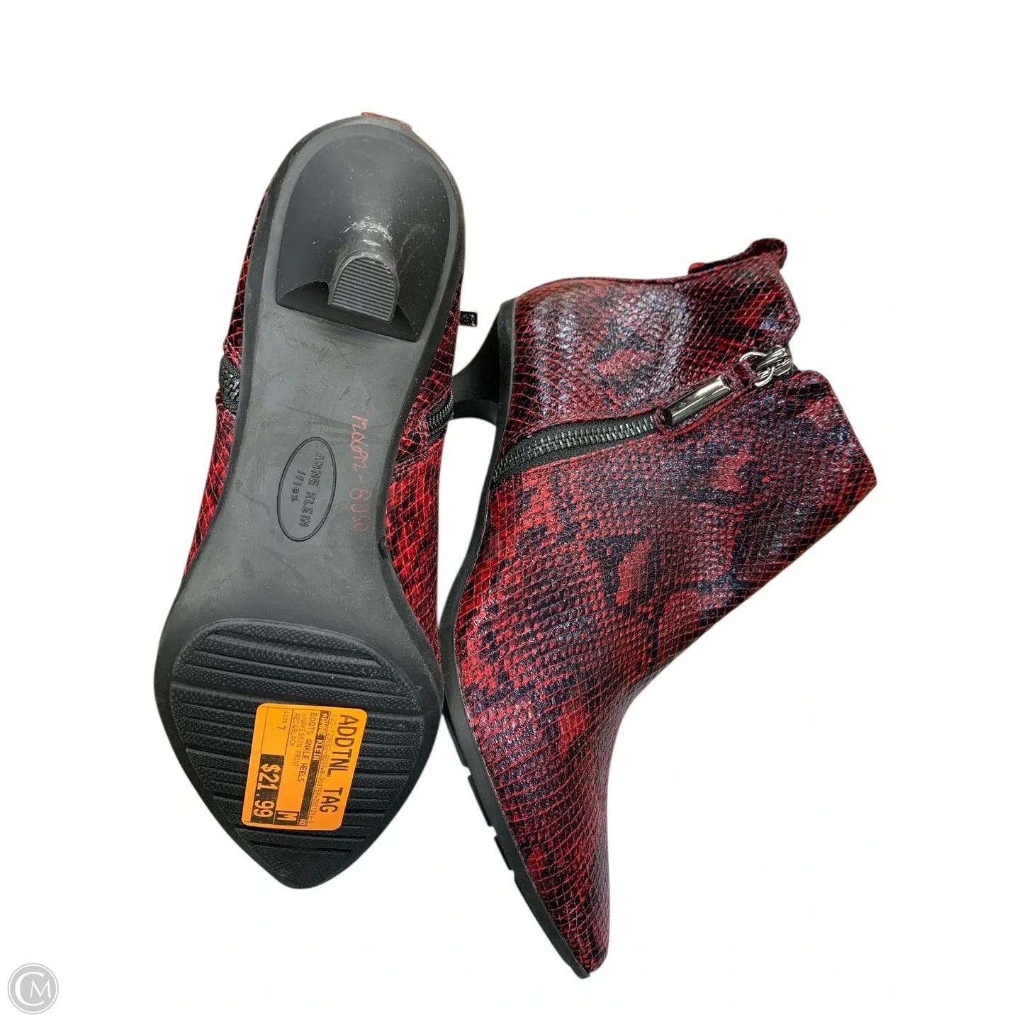 Boots Ankle Heels By Anne Klein In Snakeskin Print, Size: 7