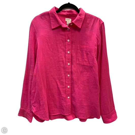 Blouse Long Sleeve By J. Crew In Pink, Size: L