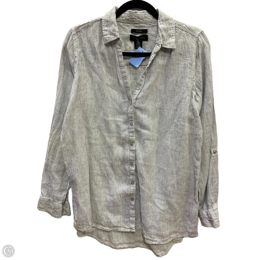 Blouse Long Sleeve By Tahari In Striped Pattern, Size: M