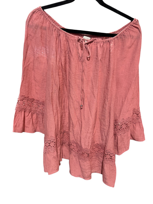 Blouse 3/4 Sleeve By Cato In Pink, Size: 2x