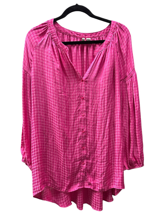 Blouse Long Sleeve By Cato In Pink, Size: 1x