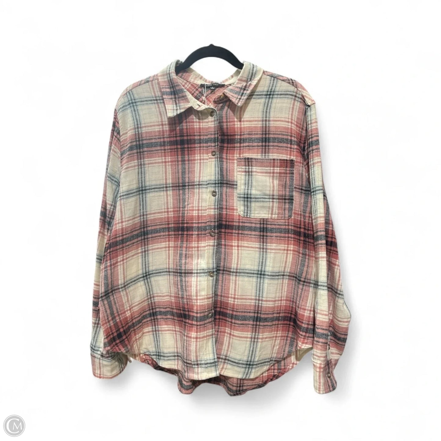Top Long Sleeve By Love Tree In Plaid Pattern, Size: L