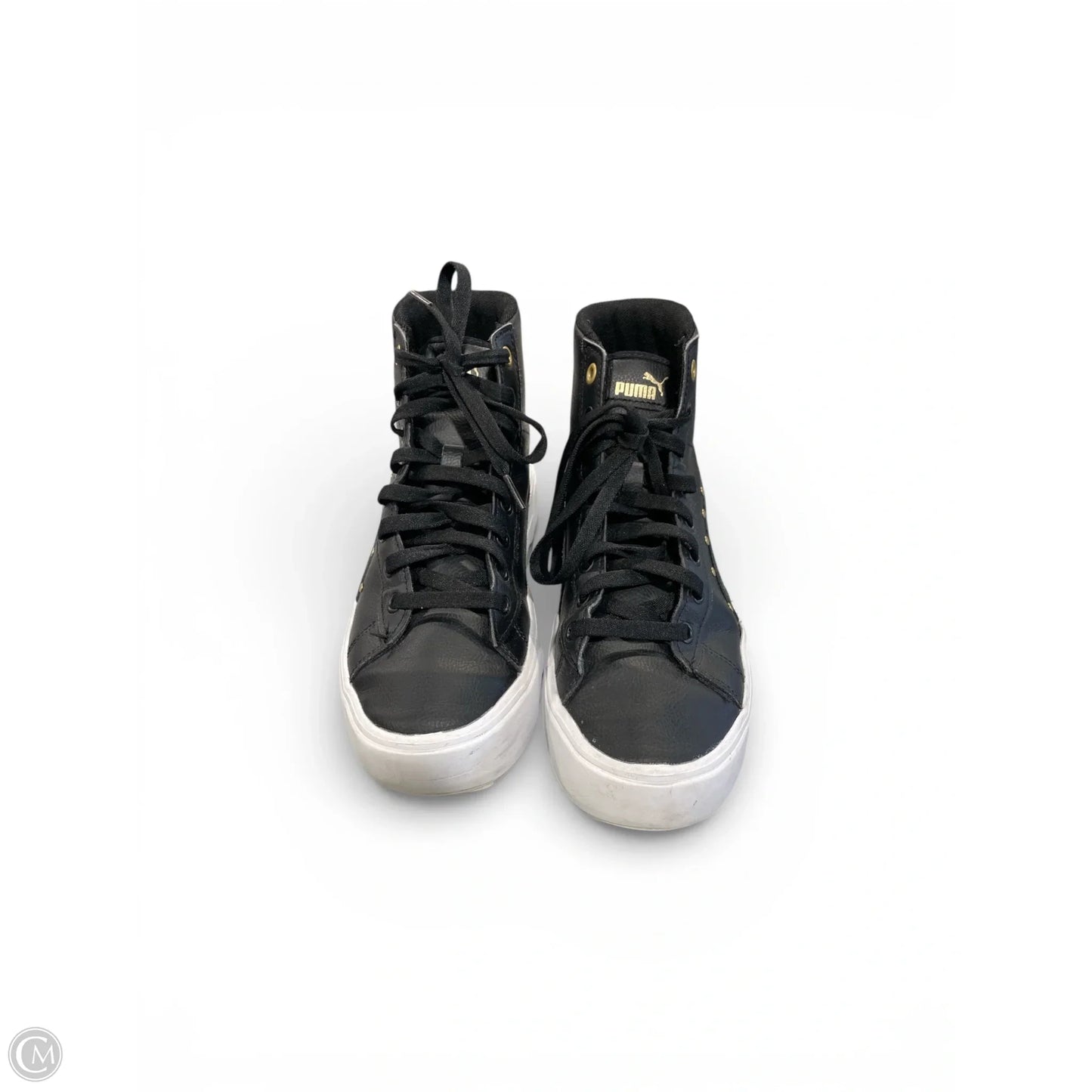 Shoes Sneakers By Puma In Black & Gold, Size: 7