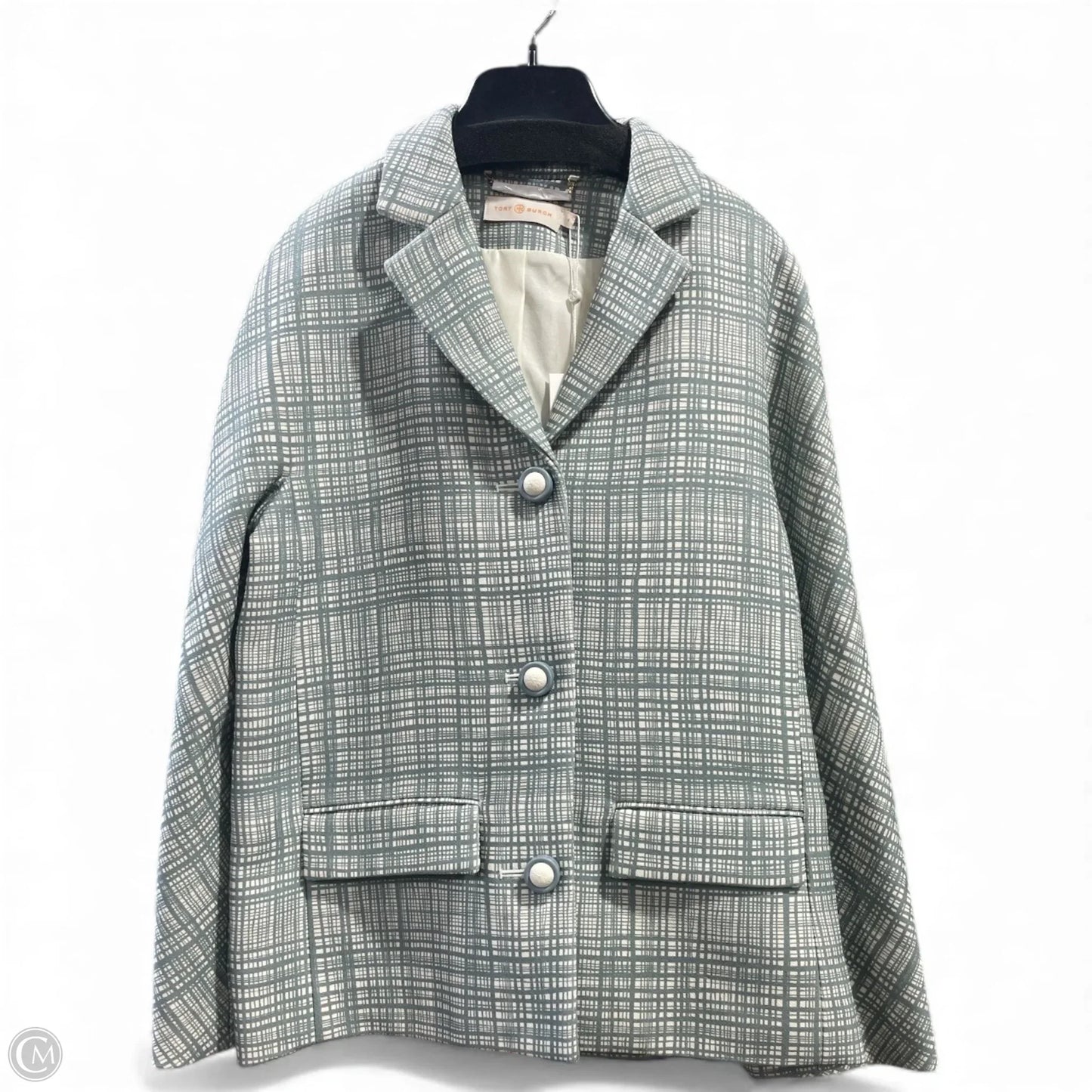 Blazer Designer By Tory Burch In Cream & Green, Size: 4