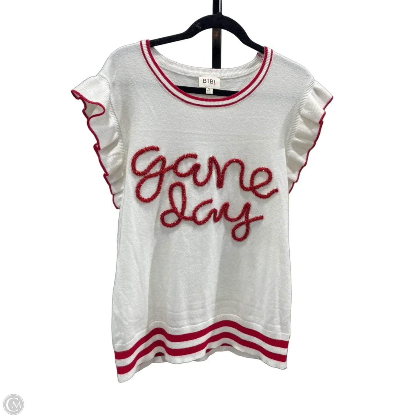 Blouse Sleeveless By Clothes Mentor In Red & White, Size: Xl
