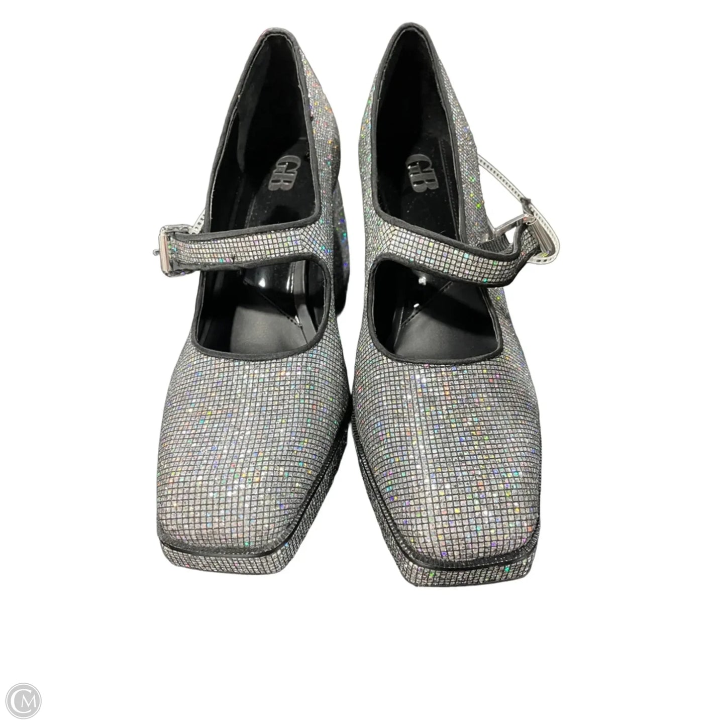 Shoes Heels Block By Gianni Bini In Black & Silver, Size: 9