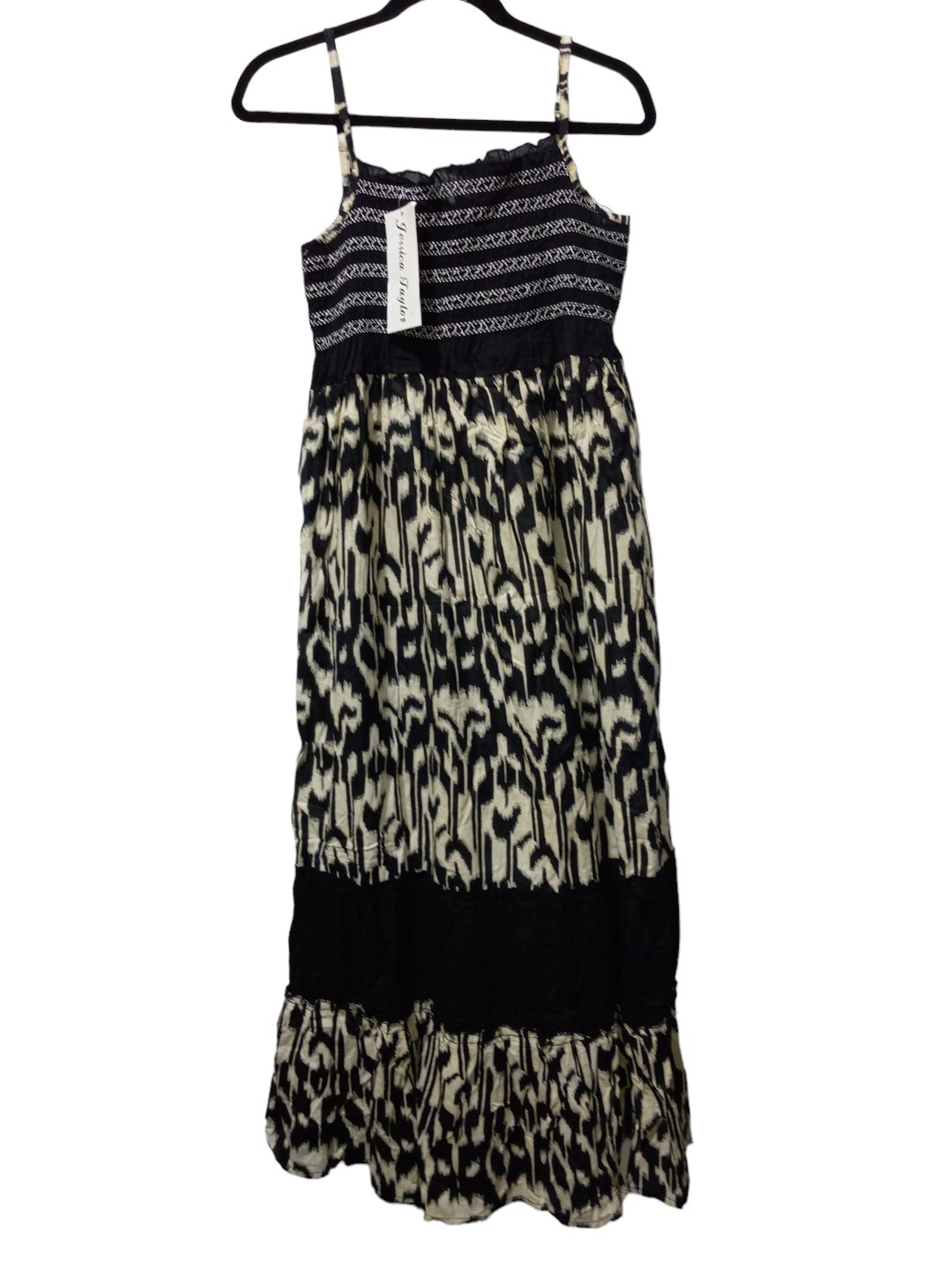 Black & Cream Dress Casual Maxi Clothes Mentor, Size 2x